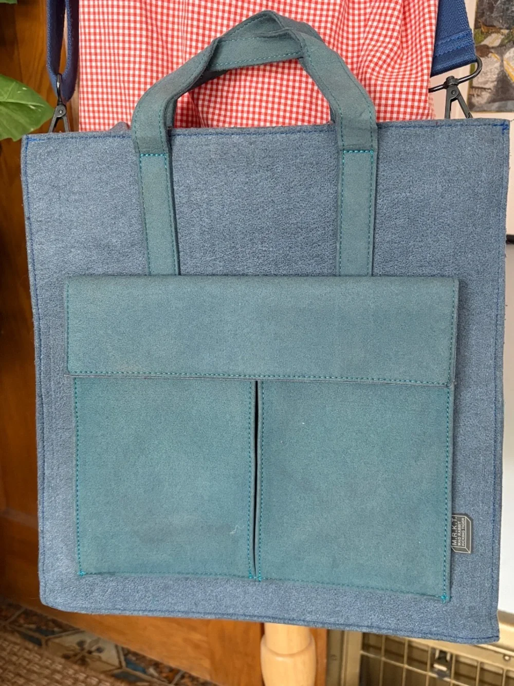 M.R.K.T. Crawford Tote Mad Rabbit Kicking Tiger Laptop Crossbody Purse Bag Felt